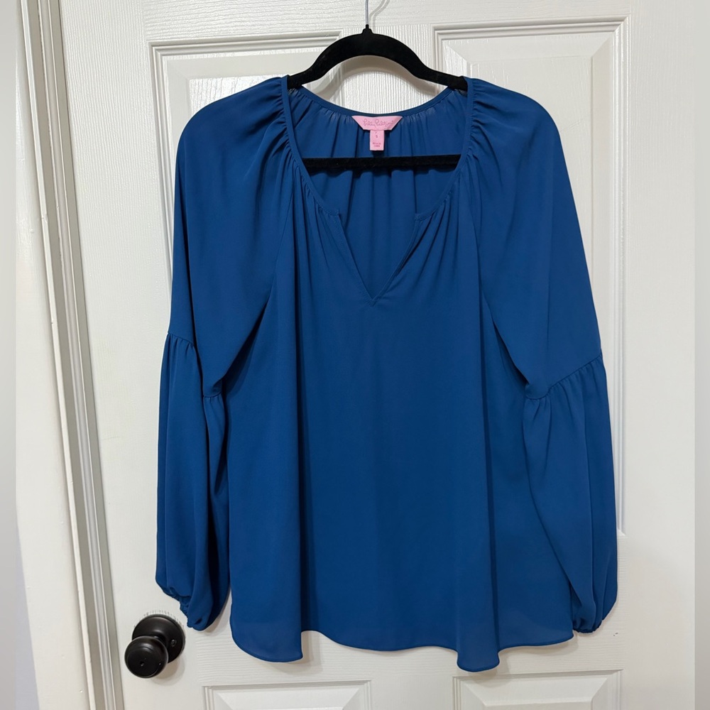 Lilly Pulitzer V oversized blue blouse size‎ small